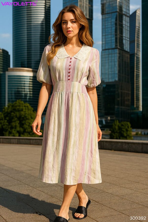 Abstract Print Belted Shirt Dress for Women Wholesale