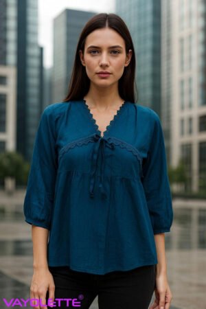 Vayolette B-384 Women’s Cotton Top, Women’s Cotton Tops Wholesale Near Me, Lace V-Neck Solid Top for Ladies, Ladies Tunic Tops Manufacturer India, 3/4 Sleeve Stylish Cotton Top for Women, Women’s Fashion Top Bulk Supplier Near Me, Vayolette Women’s Clothing Wholesale, Ladies Casual Cotton Tops 6 Colours, Wholesale Women Tops Manufacturer Near Me