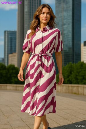 Women’s printed midi dress, Shirt dress for women, belted dress for women, Stylish summer dress