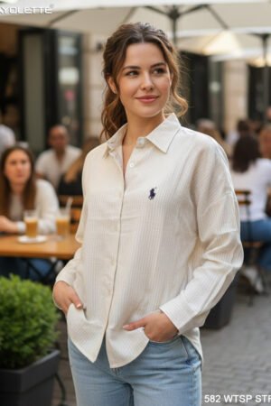 women striped cotton shirt, ladies casual shirt wholesale, full sleeve women shirt bulk, striped shirt for women manufacturer, women shirt 6 colour set. cotton ladies shirt wholesale, casual women shirt supplier