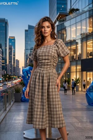 wholesale women checkered midi dress, ladies cotton check dress, square neck midi dress women, women summer cotton midi dress, checkered casual dress womenwomen midi dress, checkered dress women, ladies summer dress, square neck dress