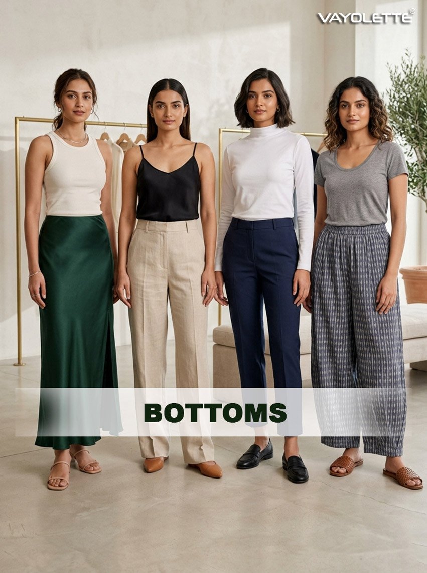 Women bottoms collection skirts pants trousers palazzo wholesale India, Women Bottom Wear - Stylish & Comfortable Collection