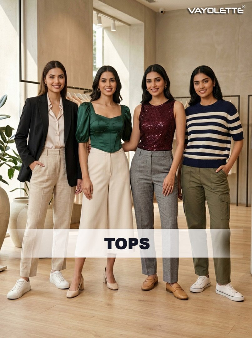 Women tops collection trendy casual and party tops wholesale India, Stylish Women Tops - Latest Wholesale Designs