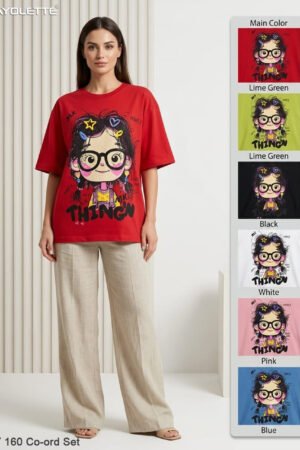 Women's Co-Ord Set, Printed Co-Ord Set , Oversized T-Shirt Set, Women's Casual Wear, Graphic Print Co-Ord Set, Ladies Western Wear, Women's Matching Set, Fashion Co-Ord Set, Women's Lounge Wear, Boutique Collection, Wholesale Women's Clothing,