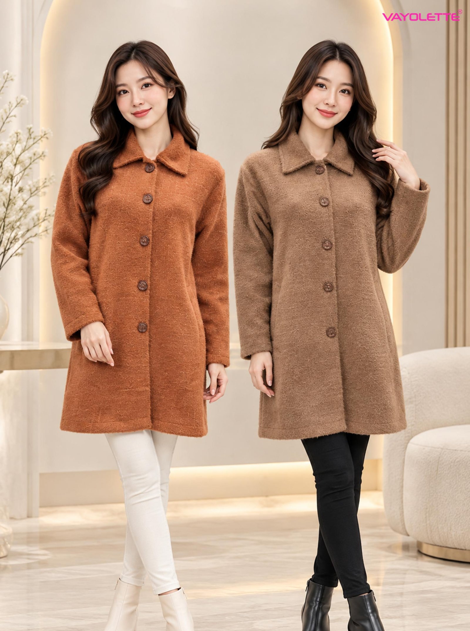 Women's winter long coats in Vayolette's collection