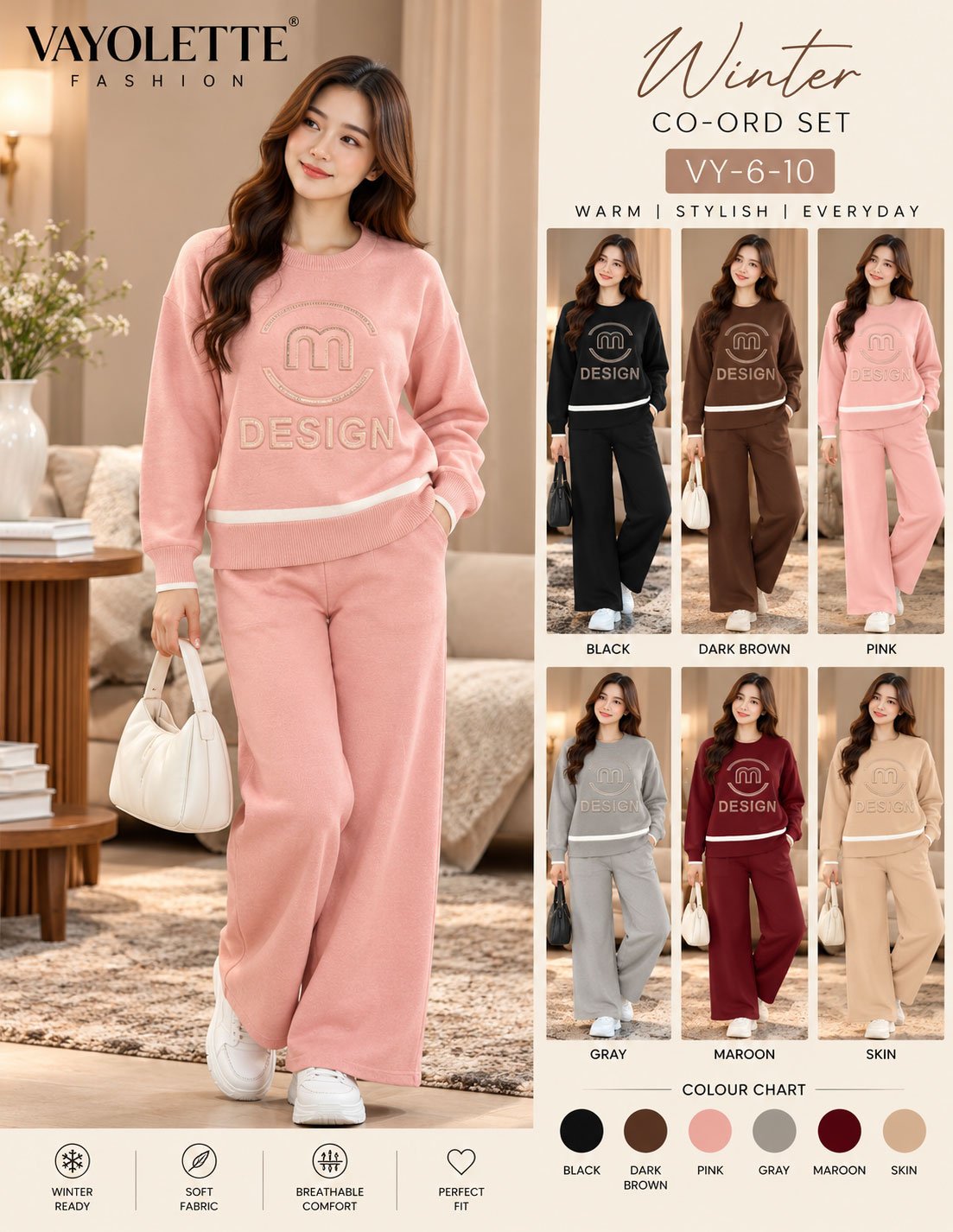 Wholesale Women's Winter Co-ord Set - Vayolette