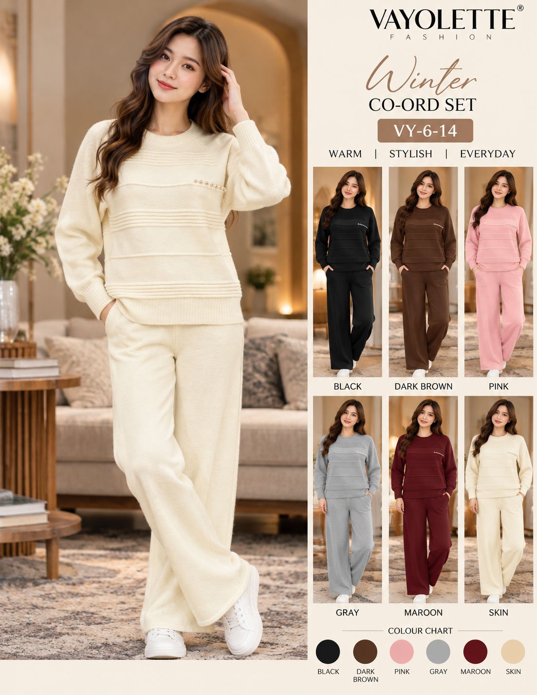 Wholesale Women's Winters Co-ord Set - Vayolette