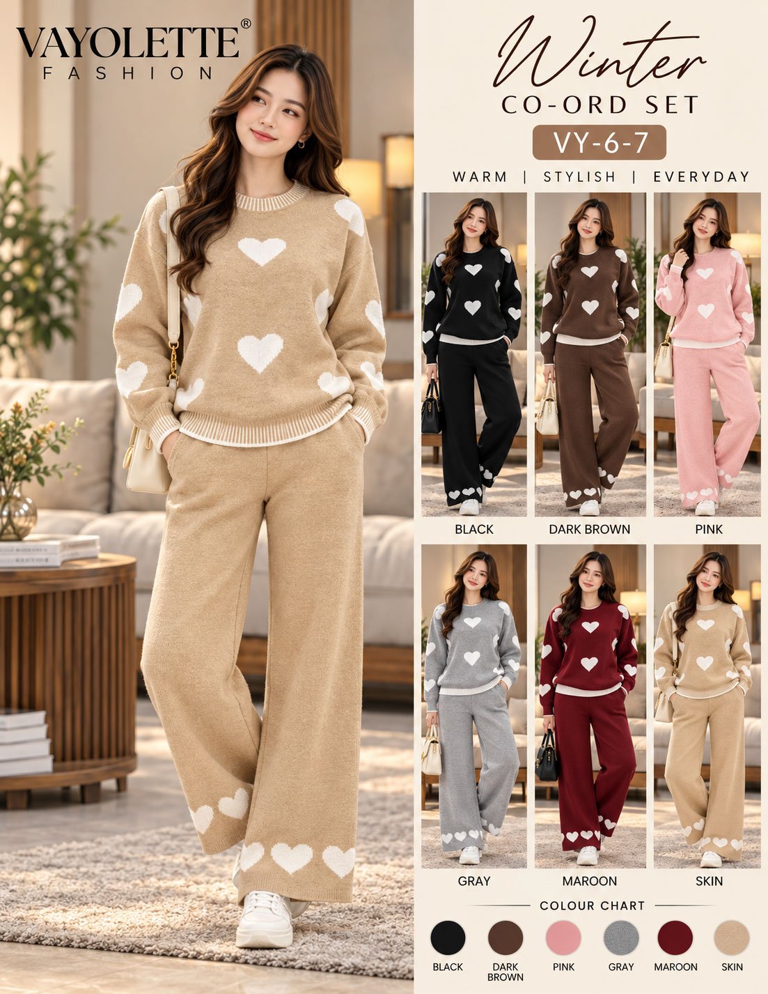 Wholesale Women's Winter Co-ord Set - Vayolette